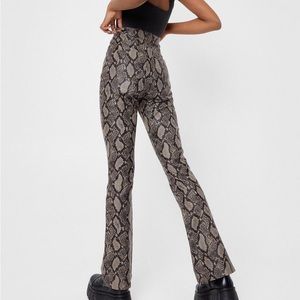 Nasty gal coated denim snakeskin print high waisted flare jeans size 10